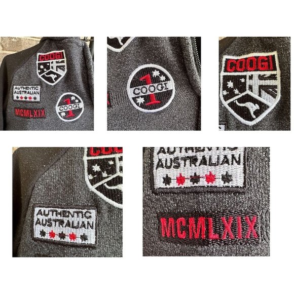 Retro 2016 Coogi Australia Hoodie Kids Size 6 Black Patches Front Zip Ka… - Picture 3 of 12